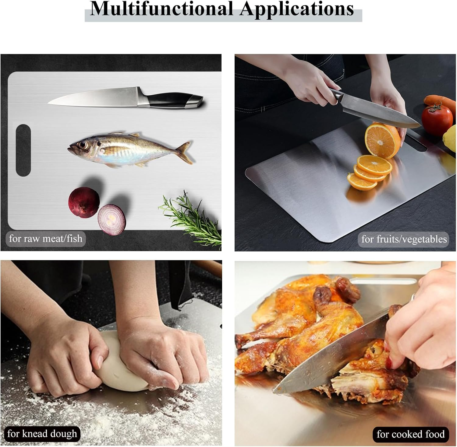 Cutting Board for Kitchen,Stainless Steel ​Food-Grade Cutting Board Double Sided Multi-Functional Anti-Bacterial and Anti-Mold Cutting Board (29X20Cm)