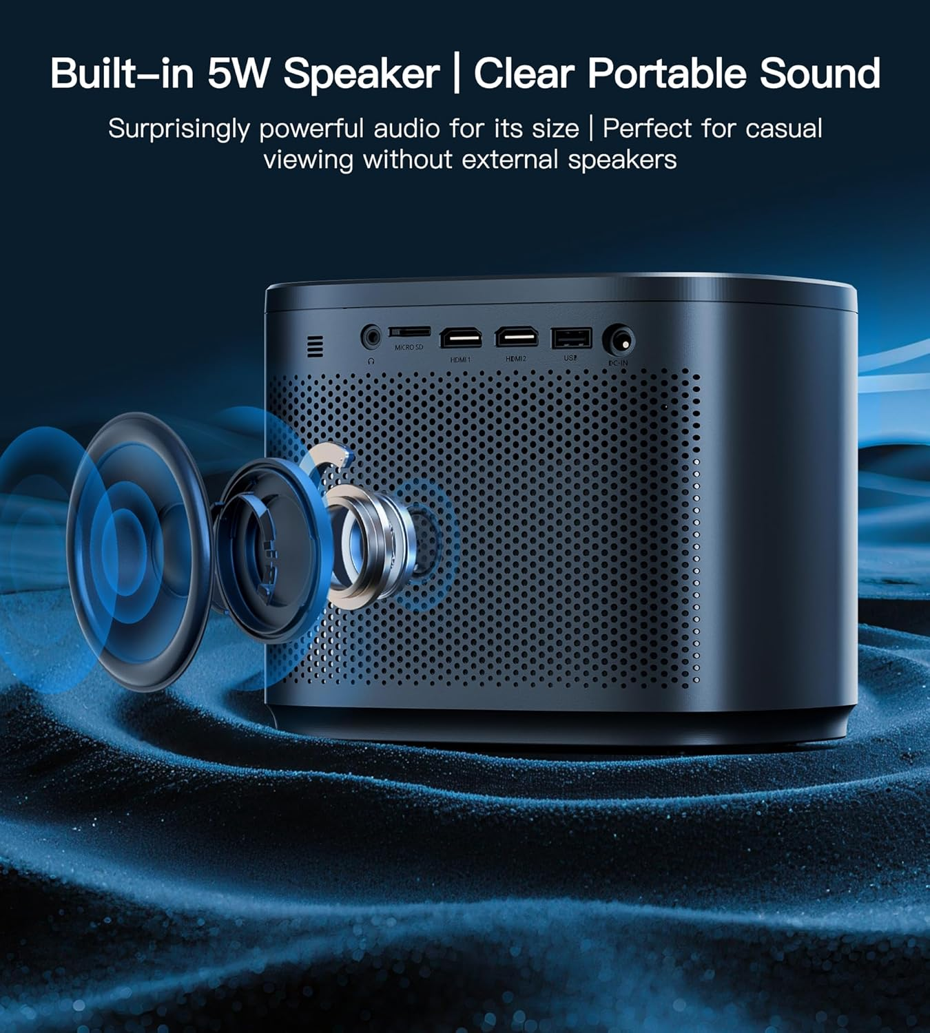 Mini Projector 1080P HD,4K Supported Portable Movie Projector-200&rdquo; Display,Built-In Speaker, Auto Keystone,Auto Focus,Compatible with Smartphone/Tablet/Laptop/Hdmi/Usb-Ideal for Outdoor & Home Theater image number 3