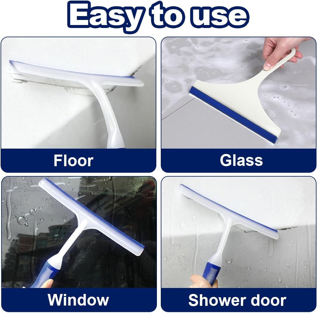 VAEIORP 1 Piece Shower Squeegee Bathroom and Shower Glass Brush with Plastic Shower Mirror Window Cleaning Brush for Bathroom Mirror Window Floor Glass Blue image number 1