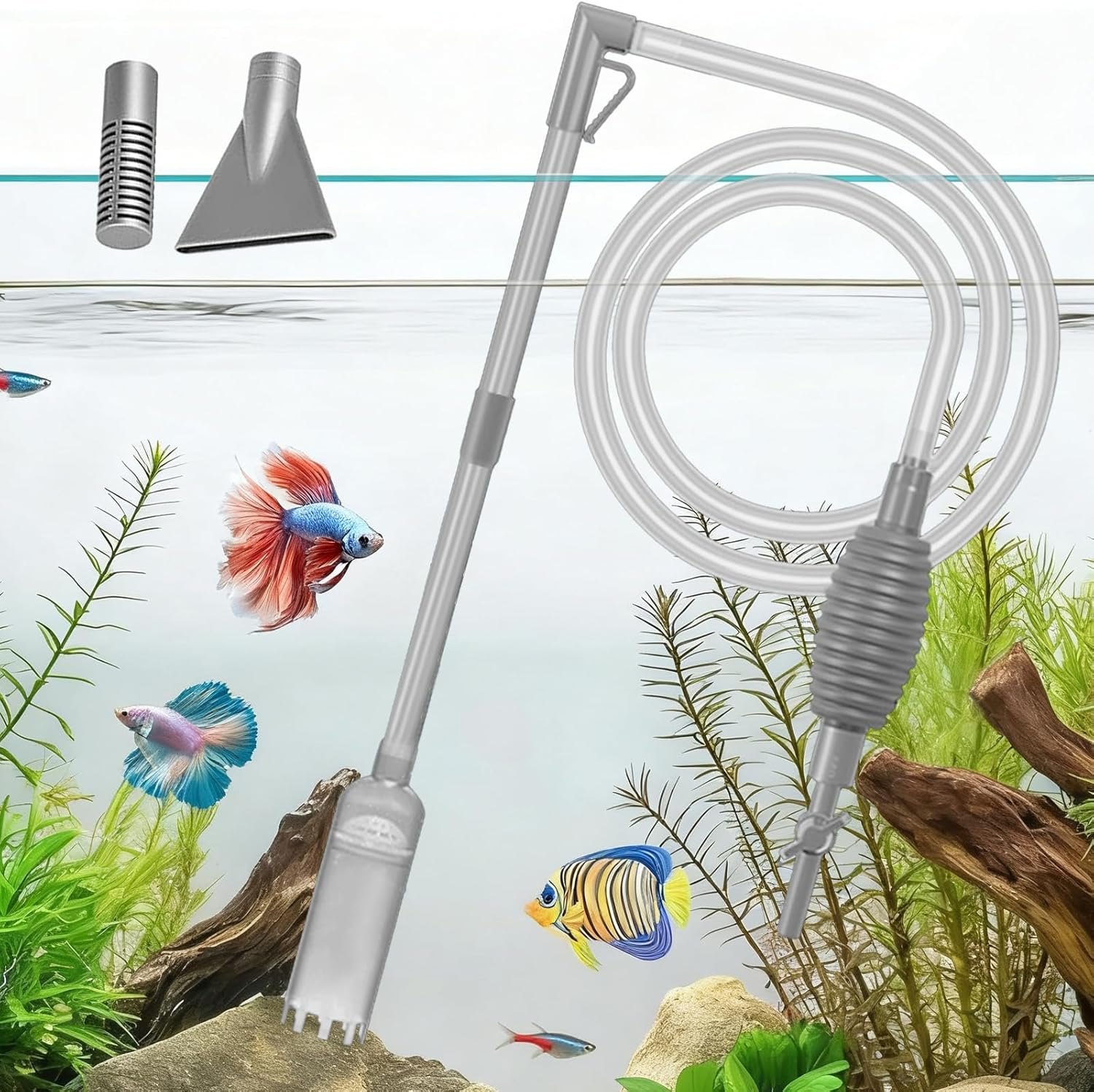 Aquarium Siphon Vacuum Cleaner for Gravel and Sand, Fish Tank Vacuum Gravel Cleaner, Powerful Fish Tank Vacuum Gravel Cleaning Kit for Aquarium Water Changer, Sand Cleaner, Dirt Removal image number 4