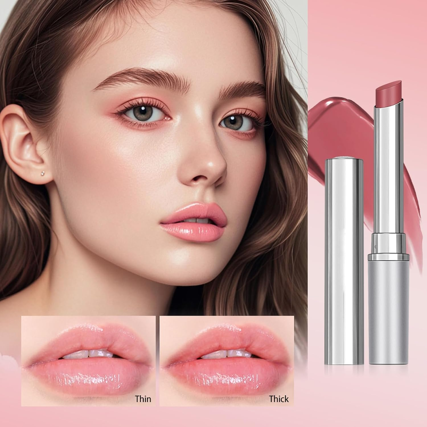 Honeynoir-Black Honey Lipstick,Honey Lip Gloss - Moisturizing Matte Lipstick, Universal Shade for All Skin Tones (Pink) image number 5