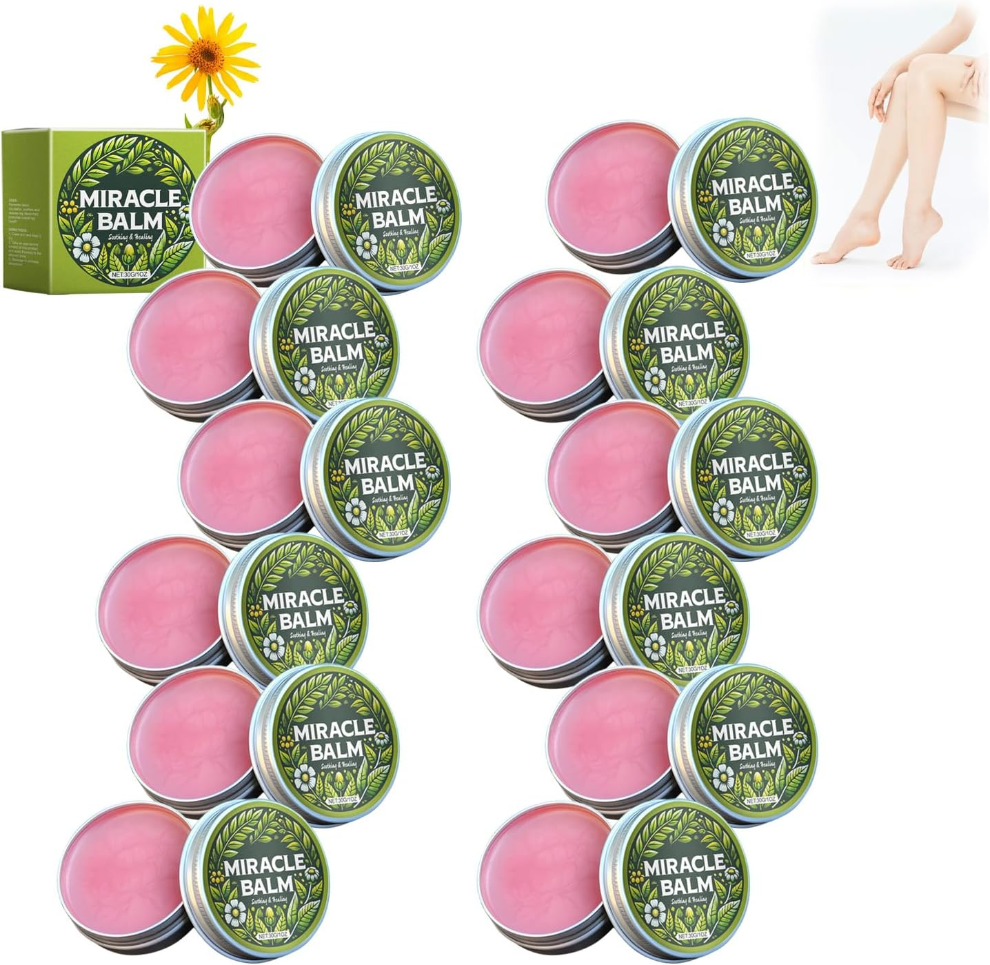 Miracle Balm, Natural Ingredients Soothing Cream for Legs Arms & Back Long Lasting Comfort, Skin Friendly Moisturizing Body Massage Balm for Men Women, Plant Extracts Herbal Cream (6PCS)