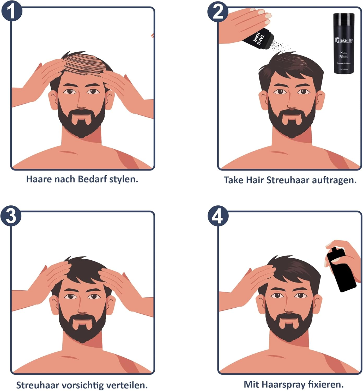 Take Hair Scattered Hair for Men I Holds in Rain and Wind I 25 G Pouring Hair for Hair Thickening I Hair Fibres I Hair Powder I Scattered Hair Men for Hair Loss I Hair Powder (Scattered Hair Black) - Rot image number 2