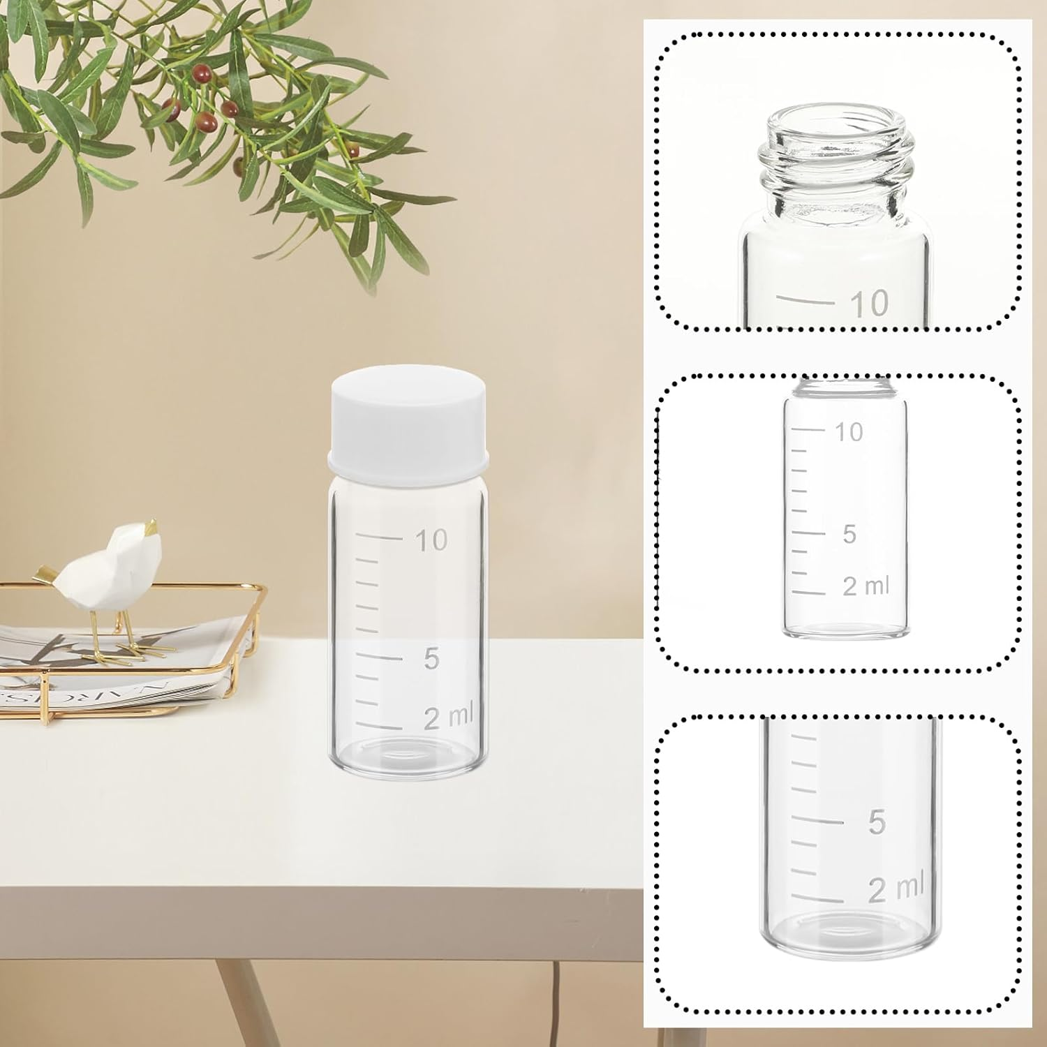 AIHSUMC 5 Pcs Liquid Medicine Travel Container, Scale Glass Liquid Medicine Bottles Travel Size Liquid Medicine Dispenser with Leak-Proof Plug Single Dose Medicine Bottles Containers (Clear, 10Ml) image number 5