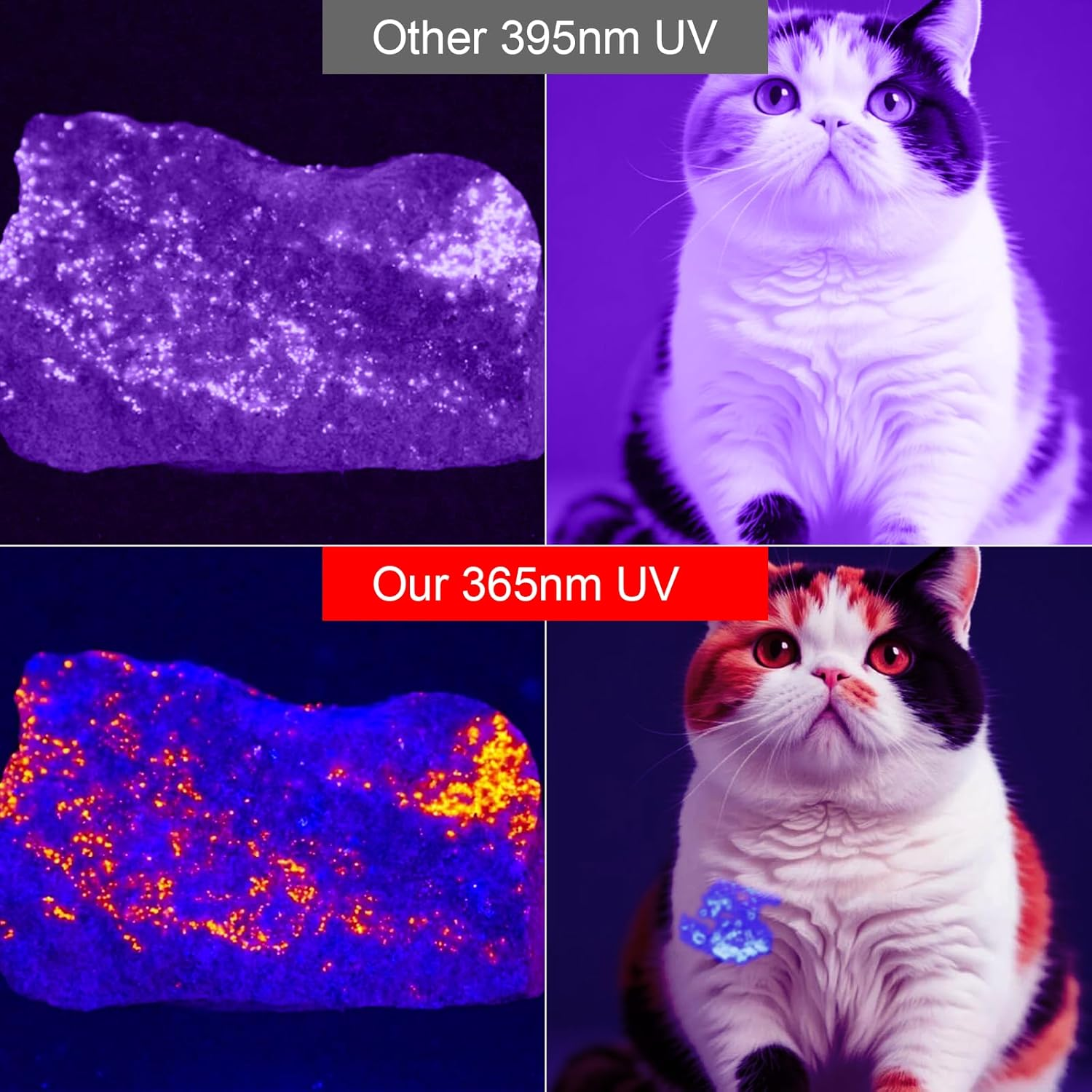 365Nm UV Light Torch, Powerful Black Light Torch With, Rechargeable UV Resin Light, Professional UV Flashlight for Pet Urine Detection, Resin Curing, Rocks, Scorpion image number 2
