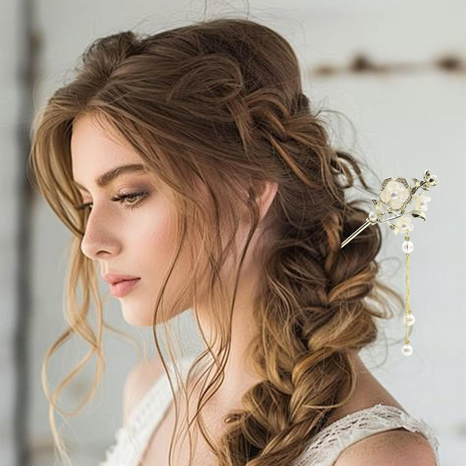 6 Pcs Chinese Hair Sticks with Pendants, Gold Metal Japanese Hair Pin for Long Hair, Retro Chinese Hair Pin for Women, Traditional Hanfu Hair Chopsticks, Hair Flower Accessories (Gold) image number 1