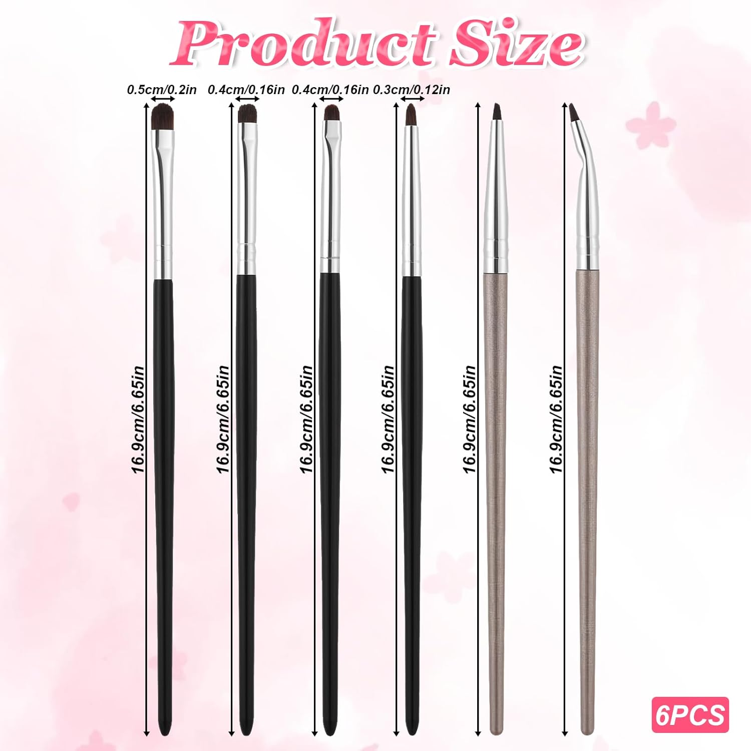 6 PCS Small Eyeshadow Brushes, Eye Makeup Brush Sets, Mini Smudge Brush for Eyeliner for Creasing Eye Makeup, Gel, Cream Liquid Concealer, Highlighter, Eyeliner Blending, Detail Brushes image number 1