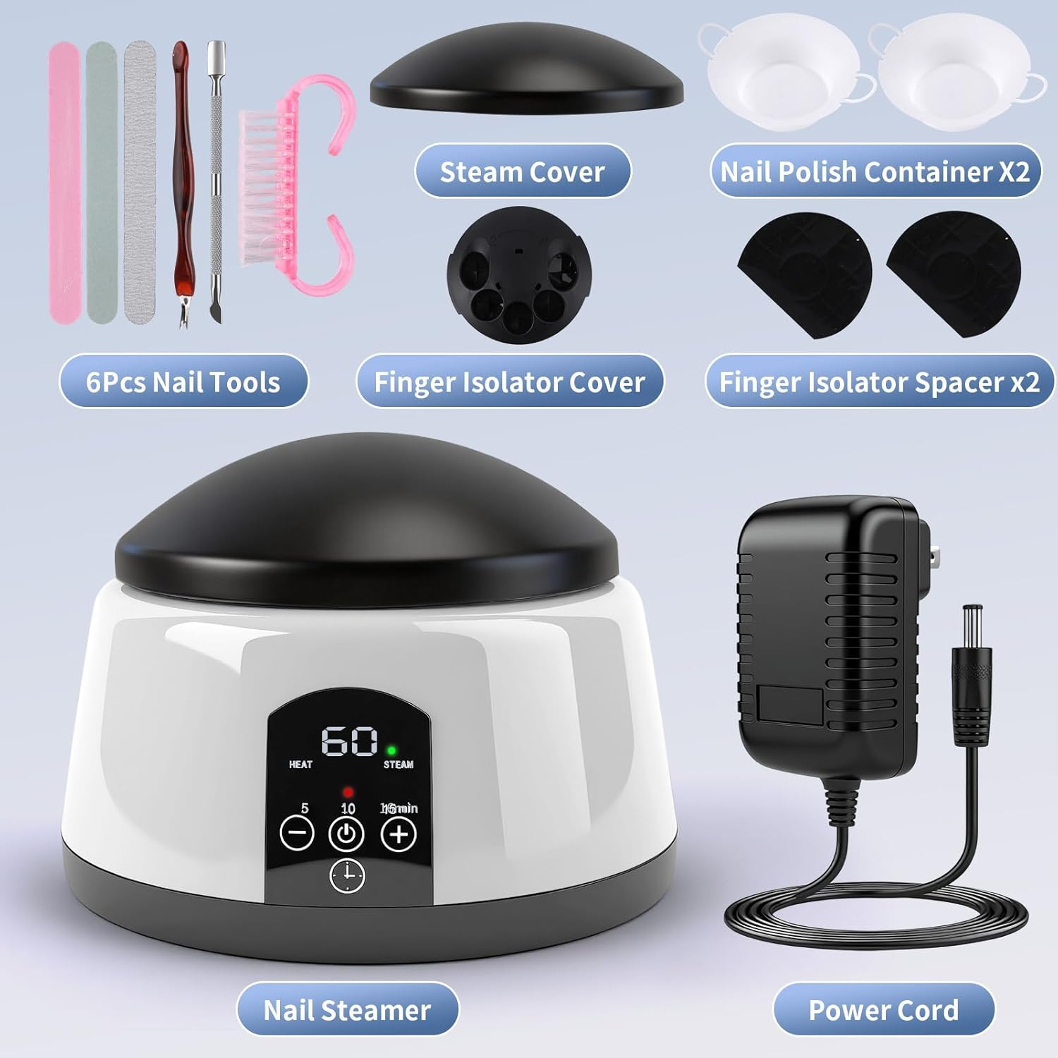 ANGNYA Electric Nail Soaking Bowl, Adjustable Temperature Gel Nail Polish Remover Machine Automatic Quick Remove Gel Steam Soak off Gel Polish Remover Electric Nail Polish Remover Nail Salon Home DIY