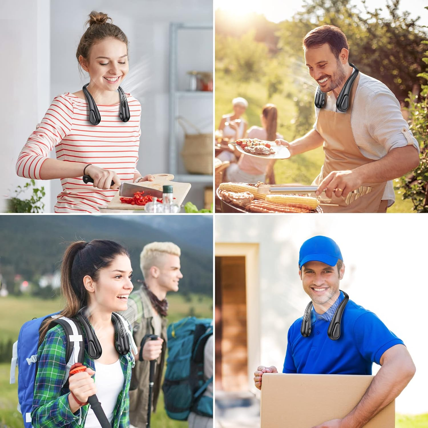 AMACOOL Bladeless Neck Fan Portable Personal Fan 5000Mah Rechargeable Battery Operated Wearable Fan for Women Men Outdoor Sport Travel Patio Garden Work Home Kitchen - White image number 3