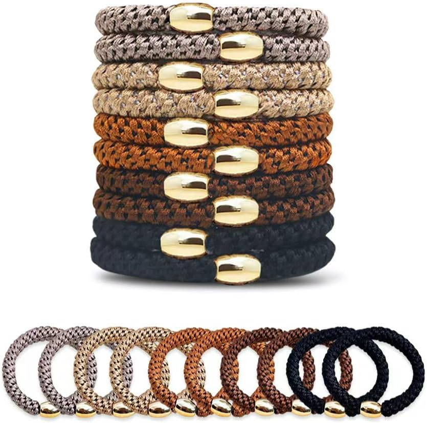 HMCEY Pack of 10 Women'S Hair Bobbles Scrunchies Colourful Tie Hair Elastics Ponytail Holder Hair Bands Multicoloured Suitable for All Hairstyles image number 1