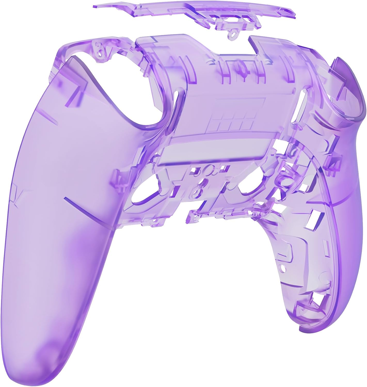 Extremerate Custom Back Housing Bottom Shell Compatible with Ps5 Edge Controller, Clear Atomic Purple DIY Replacement Back Shell Cover Compatible with Ps5 Edge Controller