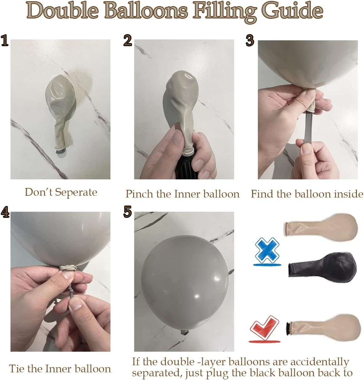 Boho Balloon Garland, 115PCS Beige Balloons Neutral Balloon Arch Kit with Champagne Balloon White Sand Double Stuffed Balloons for Birthday Party Wedding Bridal Shower Decorations (Beige) image number 4