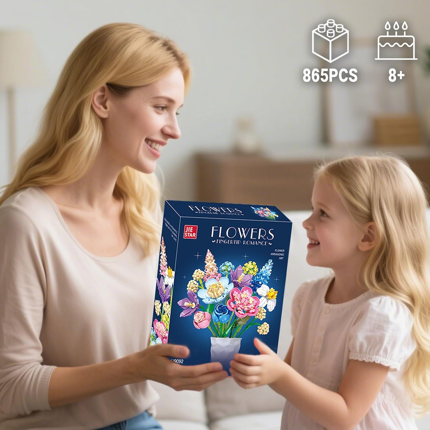 Flower Building Set for Adults, 865 PCS Flower Bouquet Botanical Collection, Unique Home Office Decor, Birthday Gifts for Woman Girls Age 8+ (NO VASE) image number 2