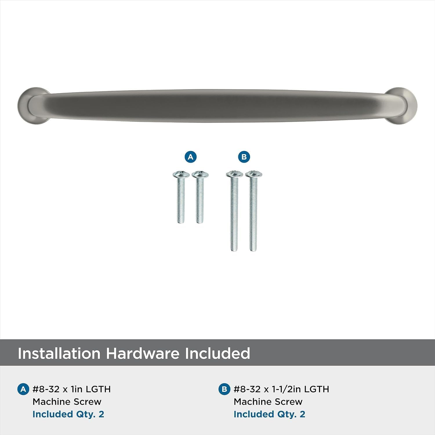 Amerock | Cabinet Pull | Satin Nickel | 6-5/16 Inch (160 Mm) Center-To-Center | Renown | 1 Pack | Drawer Pull | Cabinet Handle | Cabinet Hardware image number 6