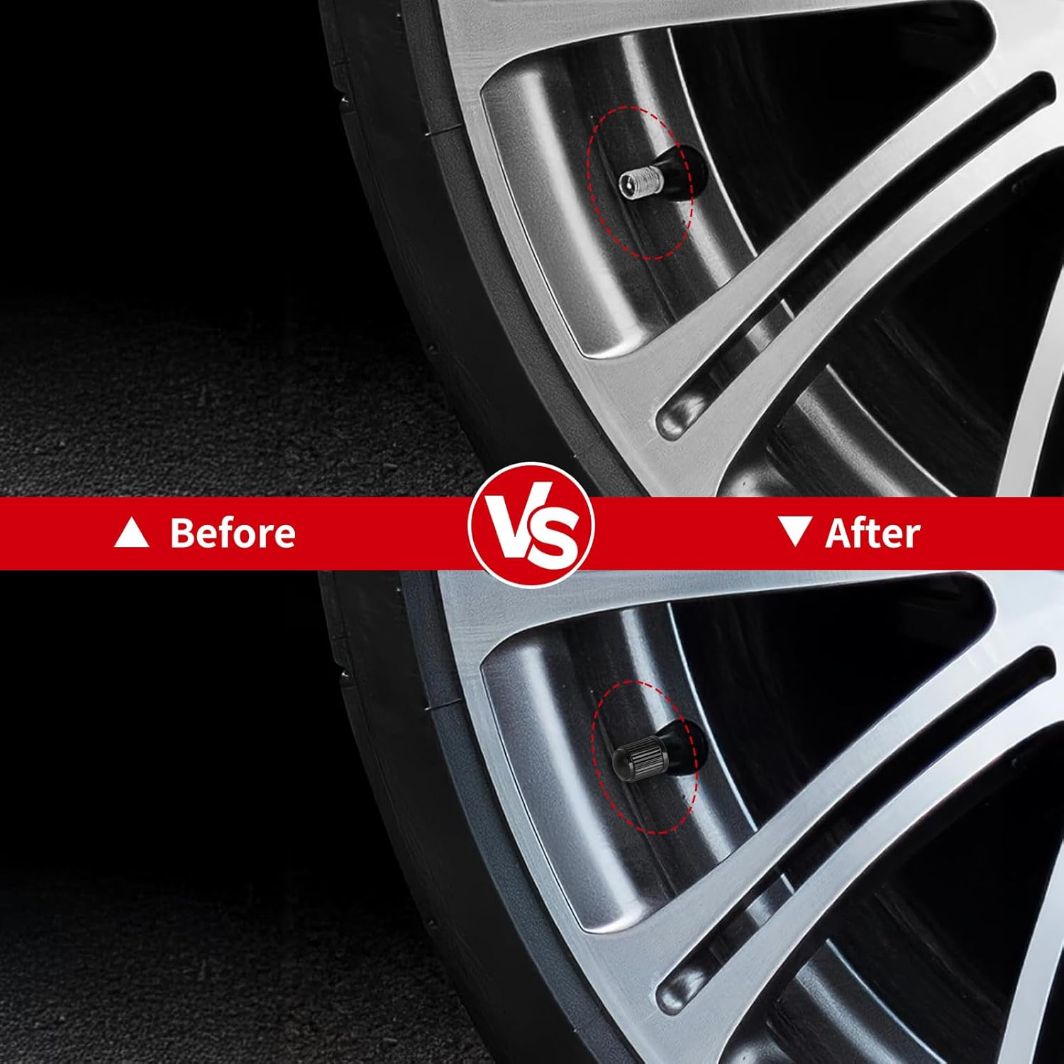 100PCS Tire Valve Caps, Valve Stem Caps with O Rubber Ring, Tire Caps Are Suitable for Bicycles, Cars, Motorcycles, Suvs and Trucks (Black) image number 4