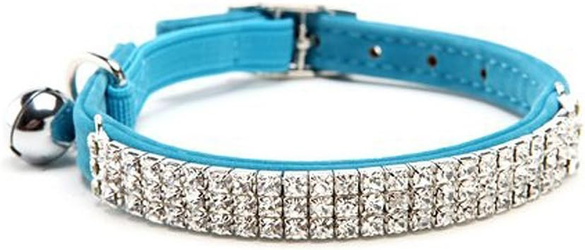 CHUKCHI Soft Velvet Adjustable Cat Collar with Rhinestones and Bell - Pack of 4 - Black, Pink, Red, Black