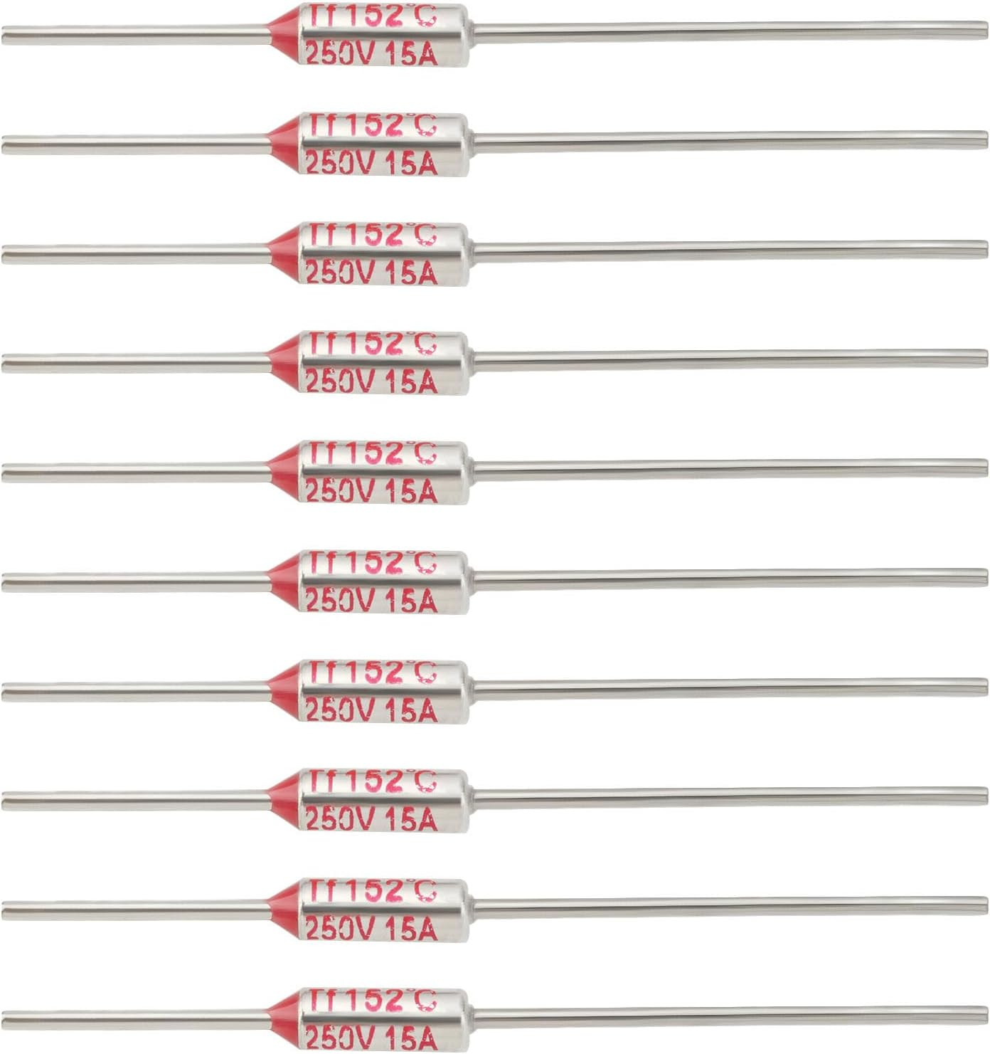 YINETTECH 10Pcs Thermal Fuse Cutoff RY Type TF 152&deg;C 305.6&deg;F 15Amp 250V Electrical Safety Fuse Overheat Protection Fuse for Electrical Equipment Overheating Protection image number 1