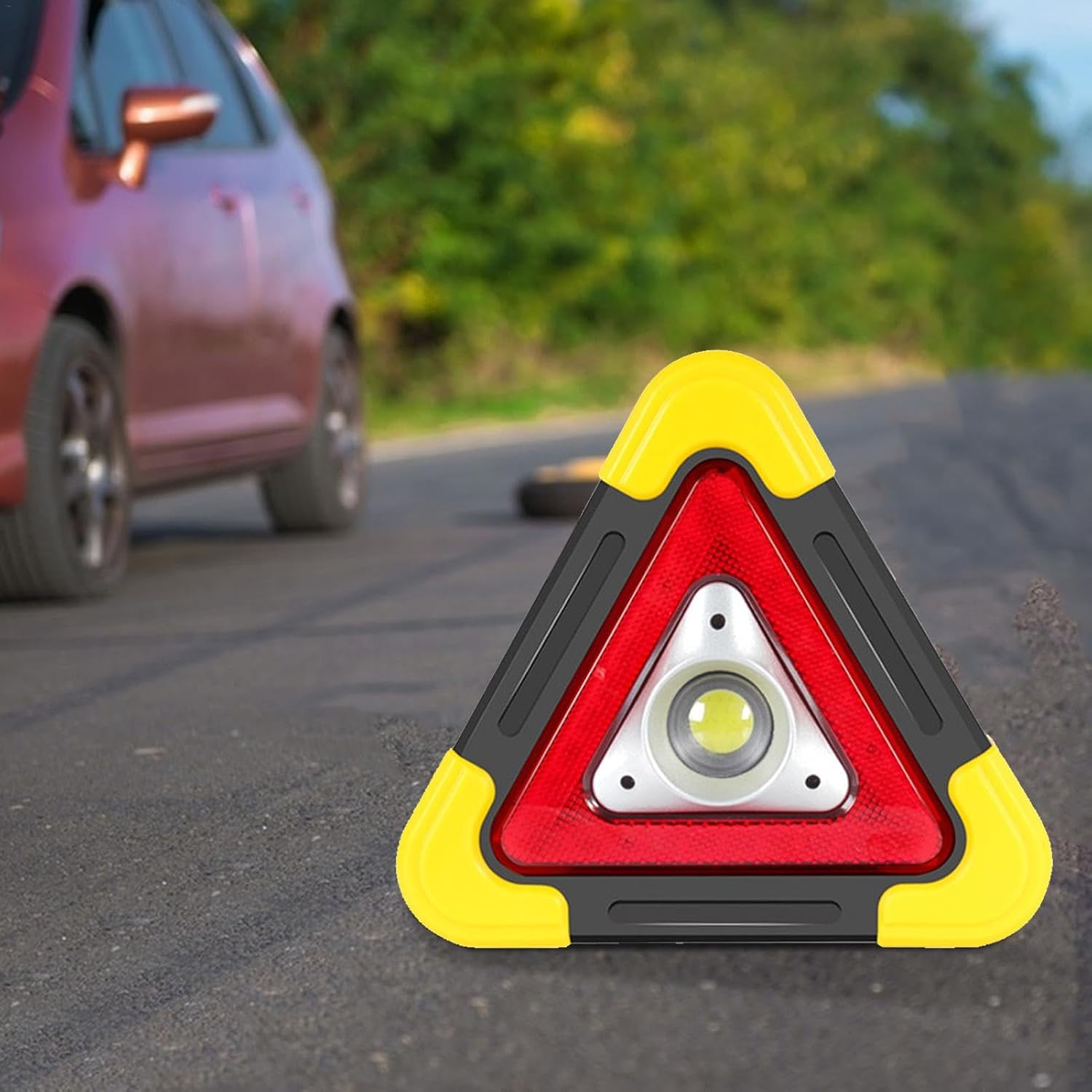 LED Triangle Lights,Multifunctional Solar Car Warning Triangles - Portable Safety Triangle with 4 Modes, Warning Light for Trucks, Vehicles, Accident Repairing, Hazard image number 1