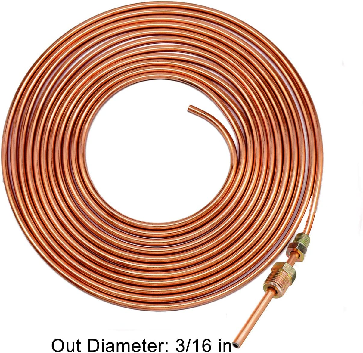 25 Ft. of 3/16 Brake Line Tubing Kit - Muhize Flexible Copper Tube Roll 25 Ft 3/16" (Includes 16 Fittings) - Gold image number 4