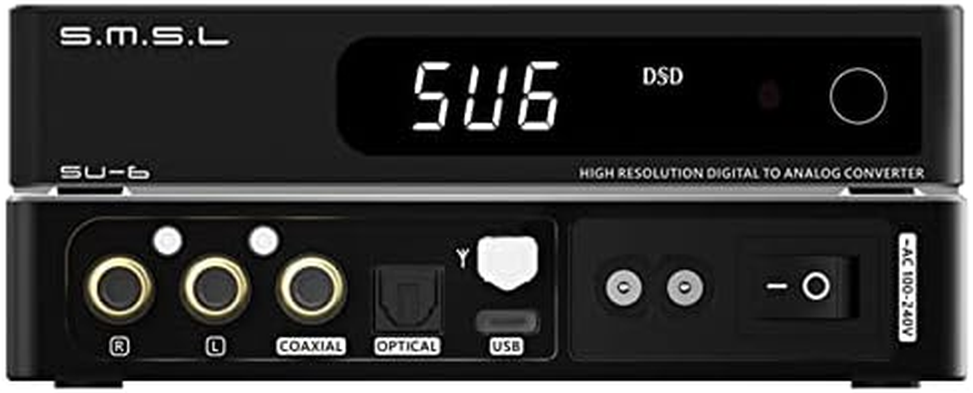 S.M.S.L SU-6 DAC ES9038Q2M XMOS DSD Pcm768Khz/32Bit Bluetooth 5.0 LDAC USB Decoder (Black) image number 6