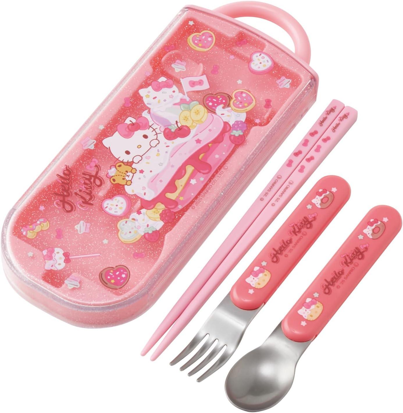 Skater TACC2-A Children'S Trio Set Chopsticks, Spoon, Fork, 6.5 Inches (16.5 Cm), Sanrio Kurumi Fancy Snacks Weets, Girls