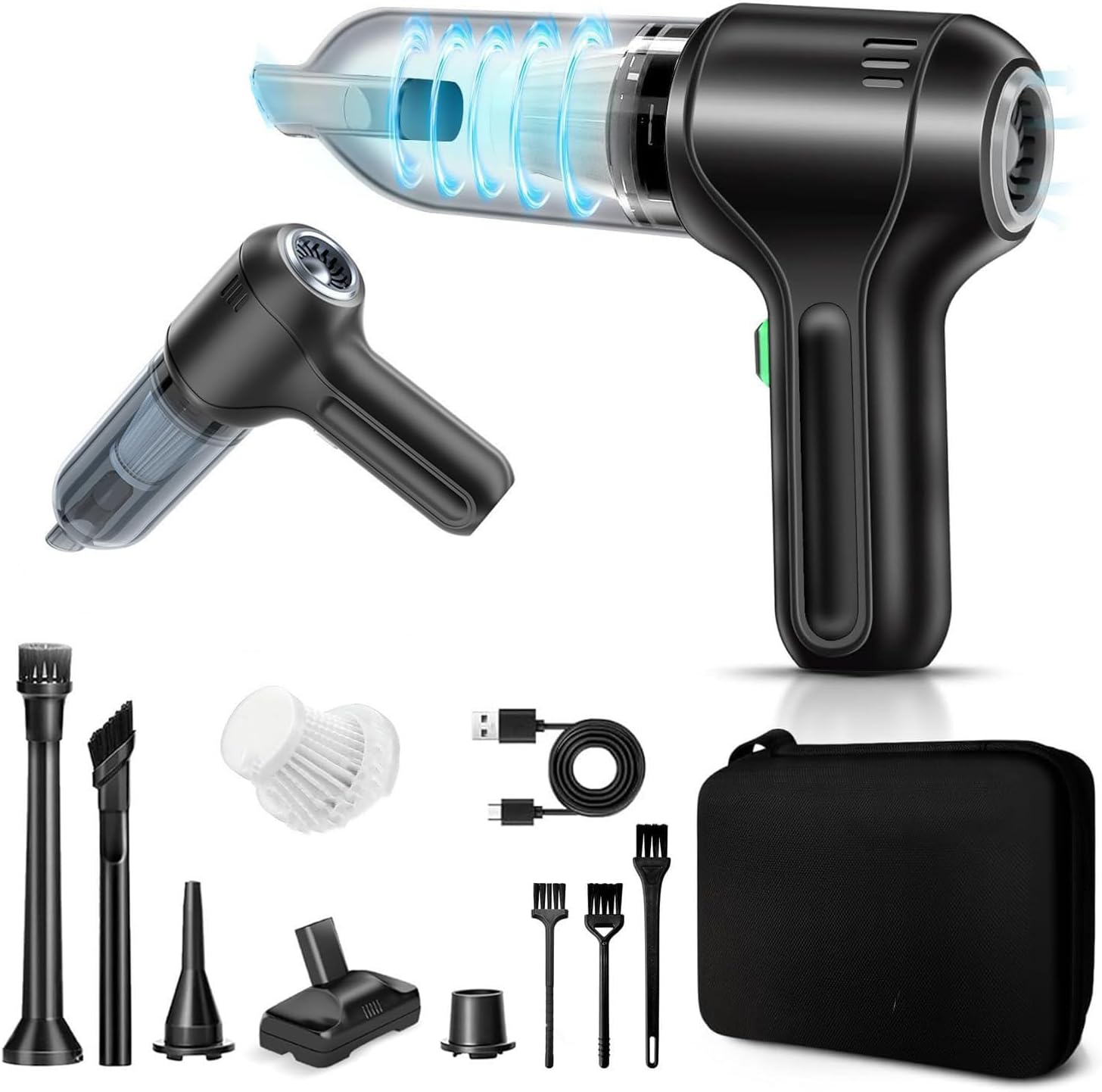 Handheld Car Vacuum Cleaner, 18000PA Suction, Cordless Rechargeable, Type-C Charging, 3-In-1 Design image number 4