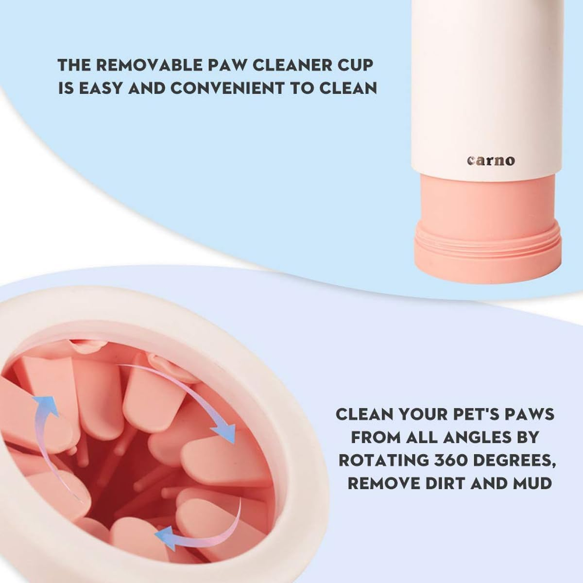 AIMALL Pet Foot Washing Cup - Automatic 360-Degree Cleaning for Koji, Golden Hair, Teddy Cats - Portable Pet Paw Cleaning Cup with Soft Silicone Brush, 5.86X3.77 Inches image number 2