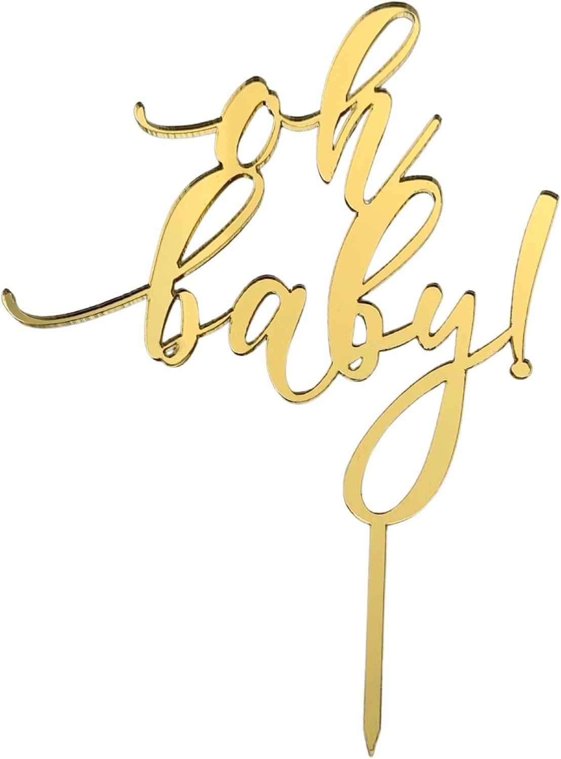 Oh Baby, He or She, Baby Girl, Baby Boy Cake Topper -Gold Acrylic-Baby Shower Cake Topper for Baby Showers and Gender Reveal Parties for Boys and Girls (He or She - Gold) image number 3