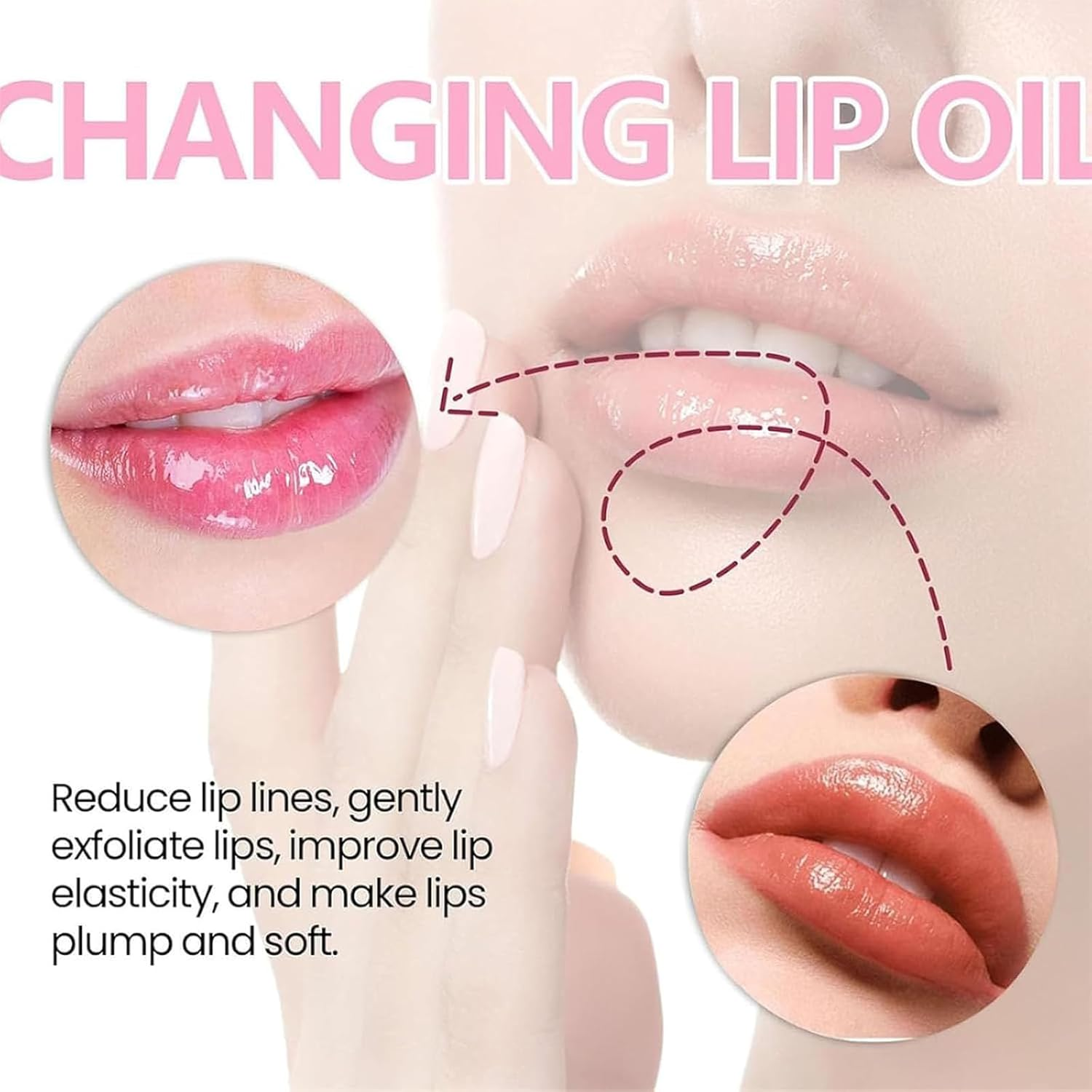 Long Lasting Lip Gloss, 5 Colors Lip Gloss, Peptide Lip Tint, Lip Tint, Lip Gloss, Lip Plumper Gloss, Nourishing Lip Care Oil Naturally Plump (D) image number 2