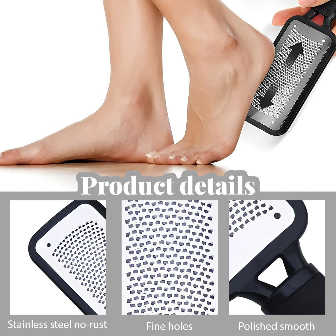 JYNXOR 1 X Callus Remover Stainless Steel Double-Sided (Coarse, Fine) for Foot Care, Callus Rasp, Manual Pedicure Callus File for Callus Removal, Soft, Quick, Easy to Clean image number 4