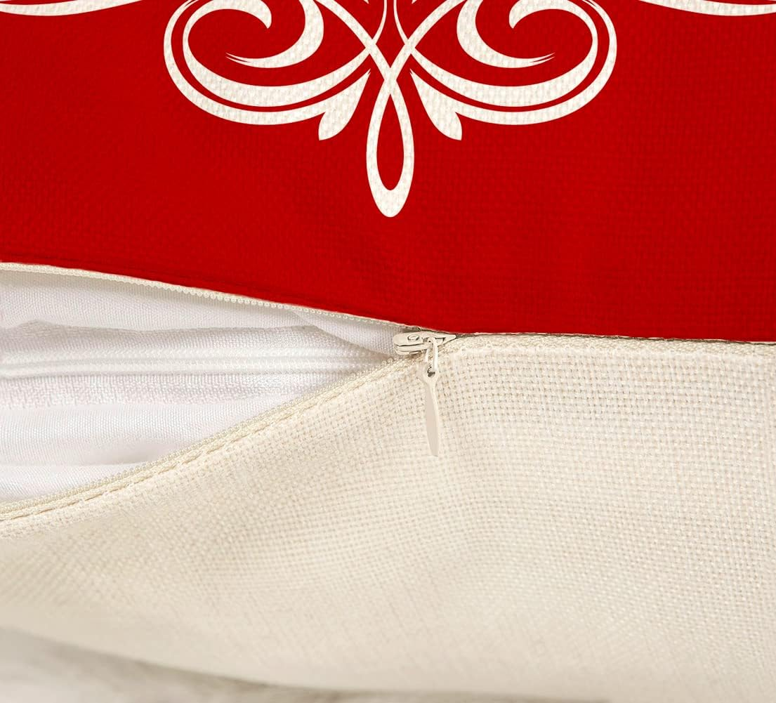 Farmhouse Christmas Pillow Covers 18X18 Set of 4 Winter Holiday Decorations Xmas Red Green Rustic Throw Cushion Case for Sofa Couch Home Decor (Sleigh Rides, Farm Fresh Tree, Cocoa, Candy Canes) image number 7