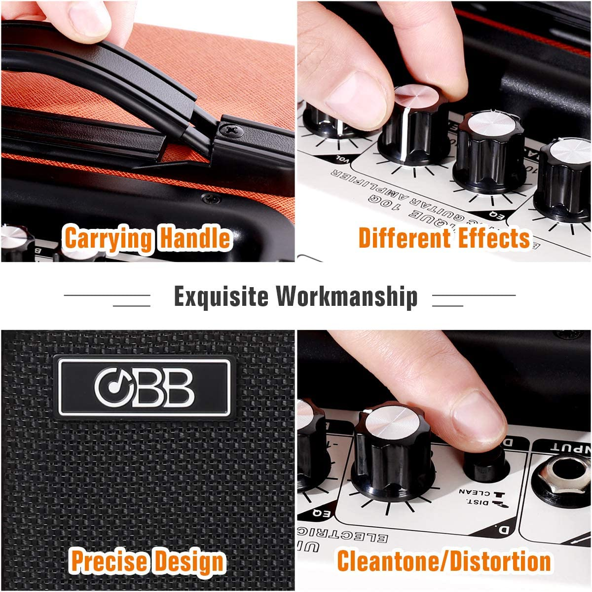 Coolmusic 10G Mini Guitar Amplifier 10W Handle Portable Amp for Electric Guitar Combo Speaker, Build in Bluetooth image number 2