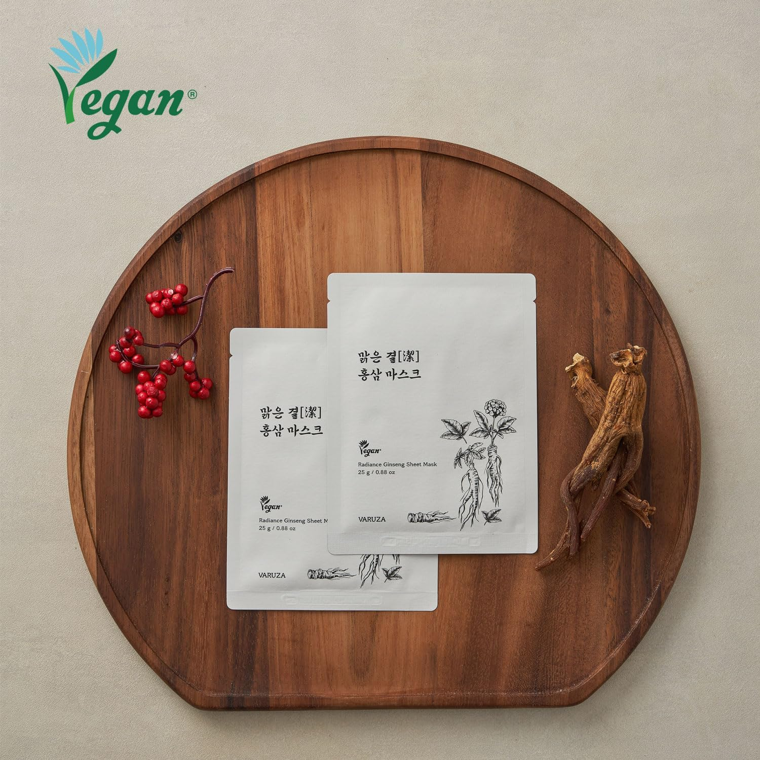 Varuza Radiance Ginseng Sheet Masks - Hydrating Face Masks for Healthy and Strengthening Skin Barrier - Vegan, Cruelty Free Korean Face Mask 10 Count - Core Brightening image number 6