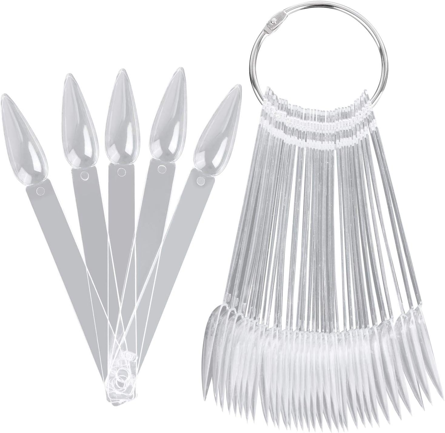 160 Pcs Nail Swatch Sticks Natural Stiletto Nail Color Display Practice Nail Sample Sticks