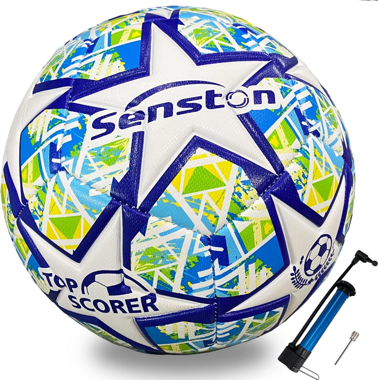 Senston Soccer Ball Official Size 5 & Size 4 & Size 3 with Pump - Official Match Training Football Adults Soccer Ball