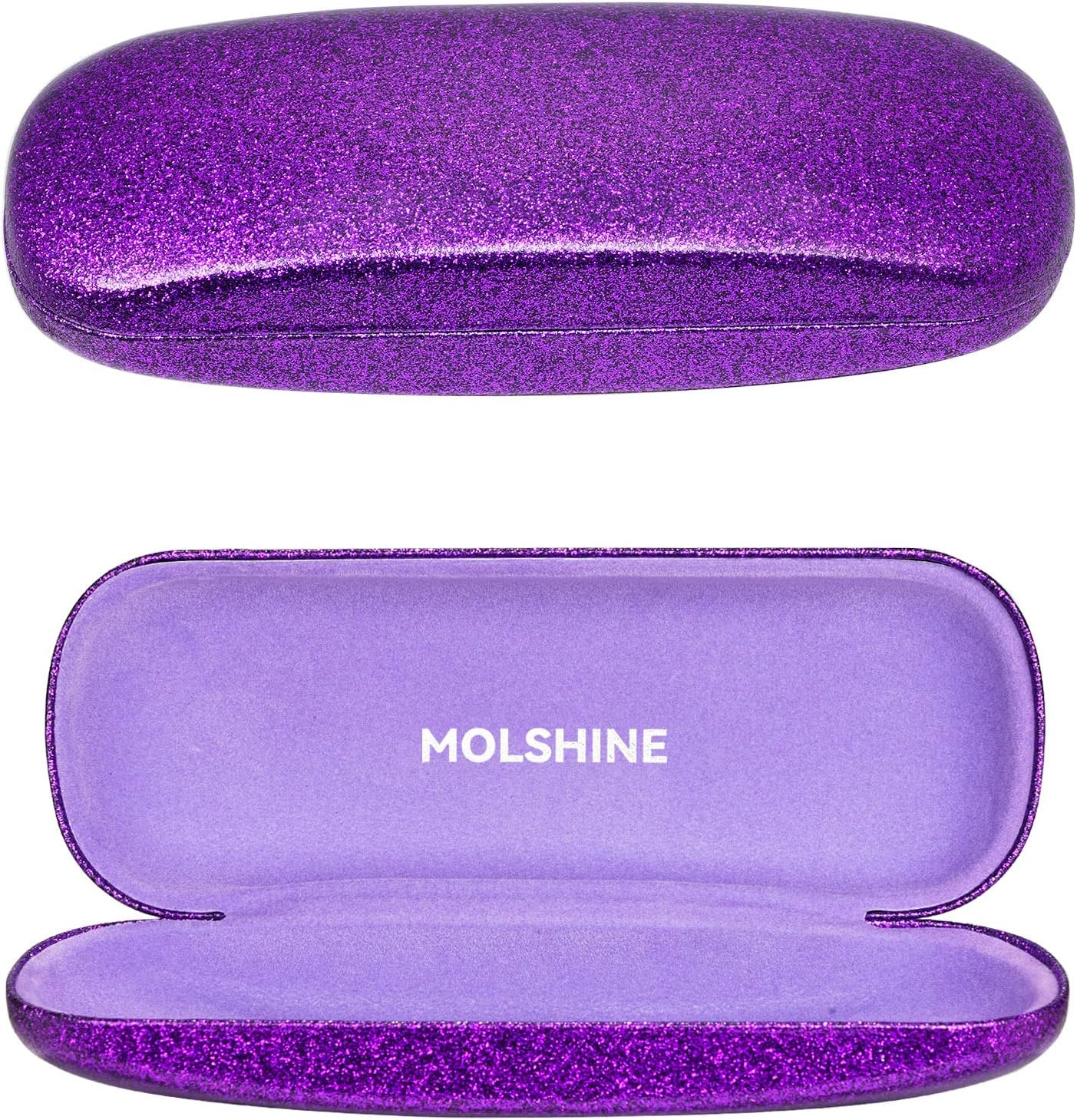 Molshine Bling Hard Shell Glasses Case,Portable Sparkling Shiny Eyeglass Case for Men Women Girl Travel Study Work image number 6