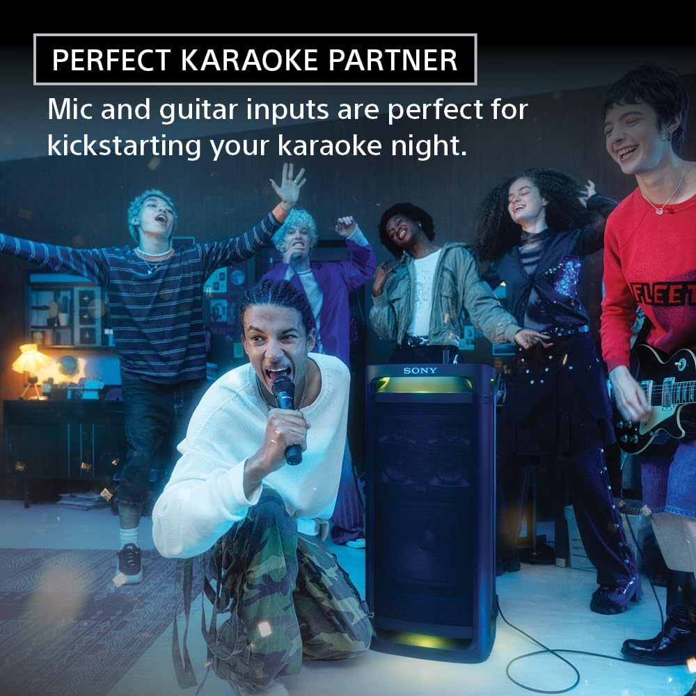 Sony ULT Tower 9 Bluetooth Party Speaker with Powerful Bass, 360&deg; Sound and Party Lights, USB & Line-In Play Back Options, and Microphone/Guitar Input (SRSULT900AC) image number 2