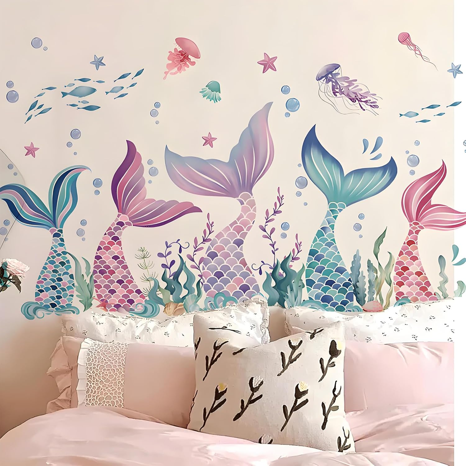 Mermaid Tail - Undersea Ocean Themed Wall Sticker for Girls Bedroom Kids Room Bathroom Daycare Room Nursery Room Decor image number 3