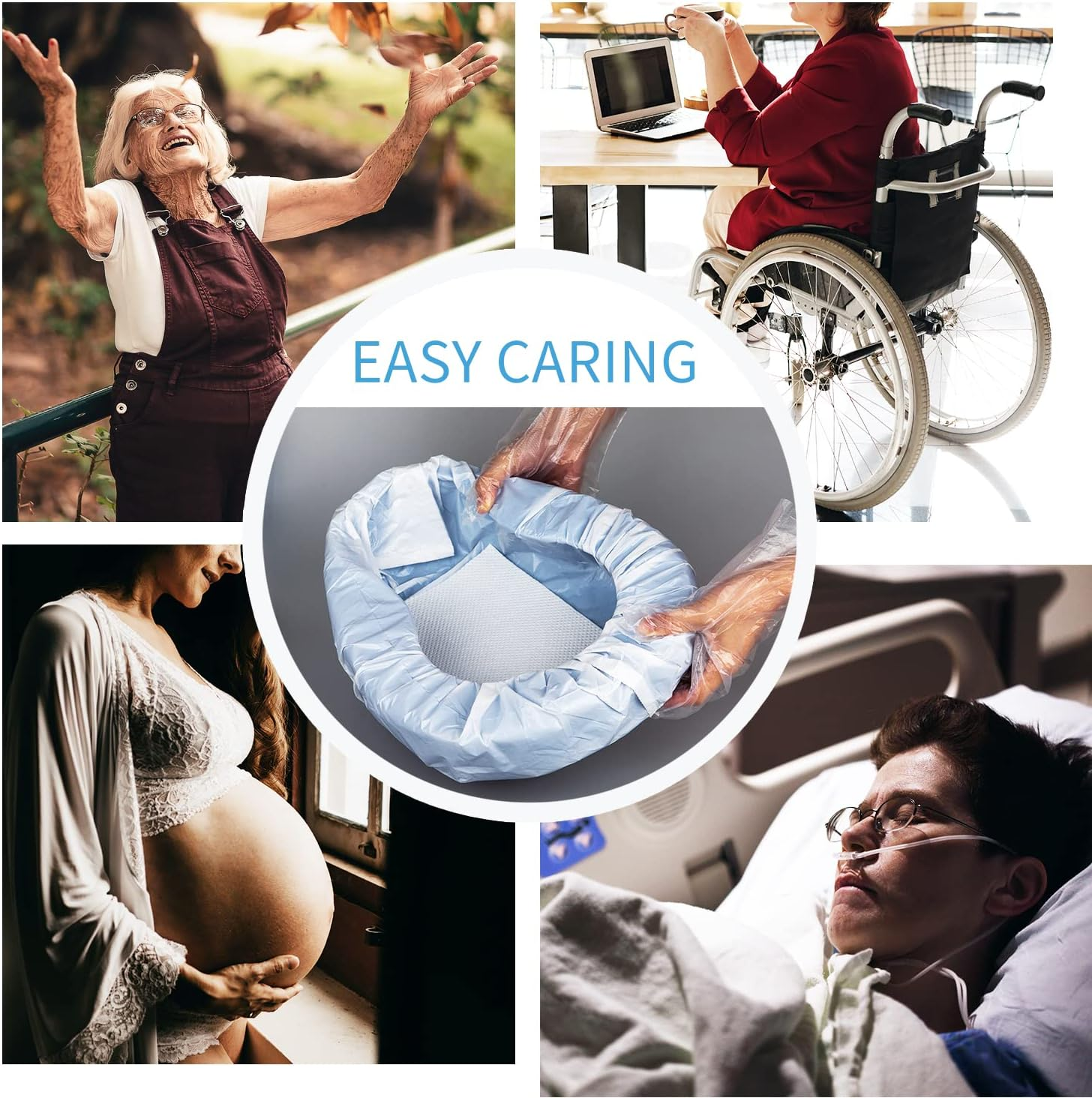 Bedpan Set with 30 Super Absorbent Pads and Disposable Liners, Bed Pans for Elderly Females Women and Men Comfortable, Thick PP Extra Large Heavy Duty by MINIVON image number 1