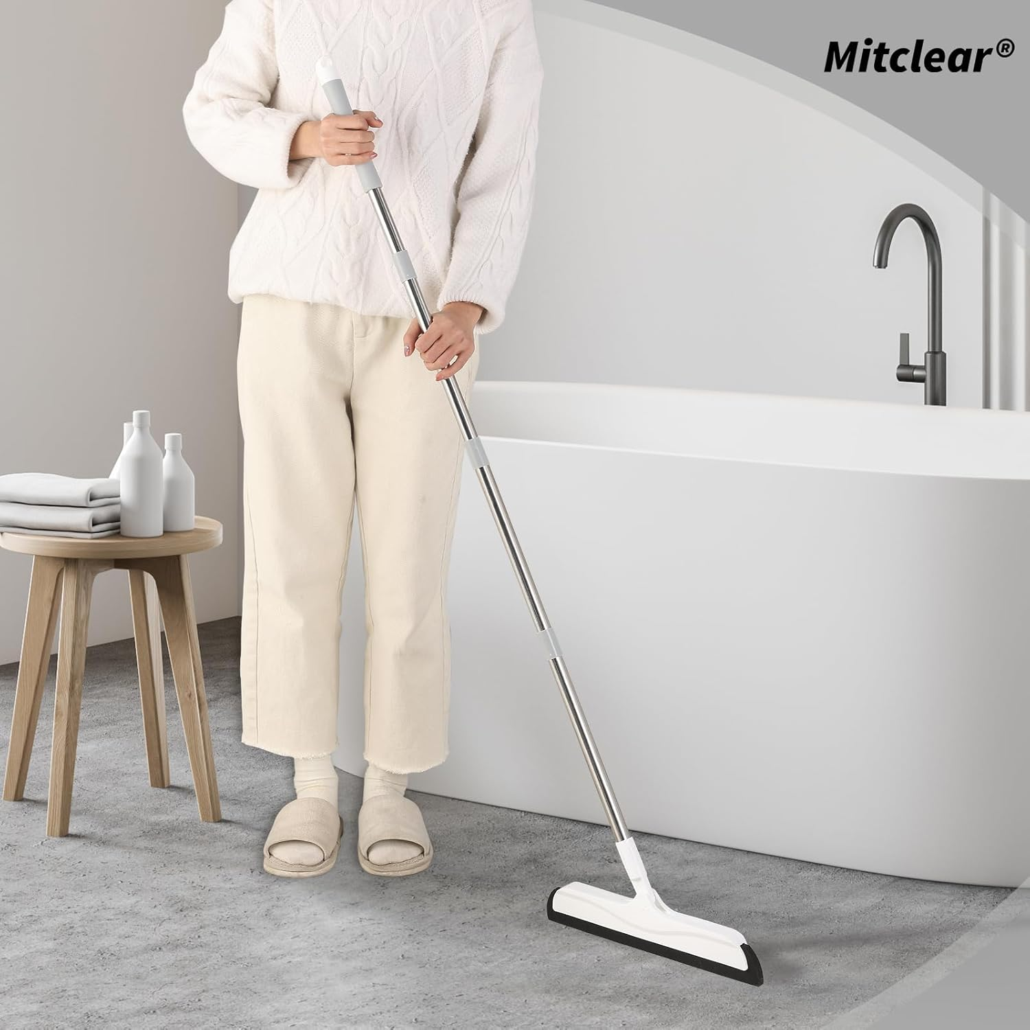 Mitclear Floor Squeegee with Adjustable Handle(50In), Foam Squeegee for Wet Room, Floor Water Cleaning Wiper for Bathroom Shower Kitchen Pet Hair image number 4