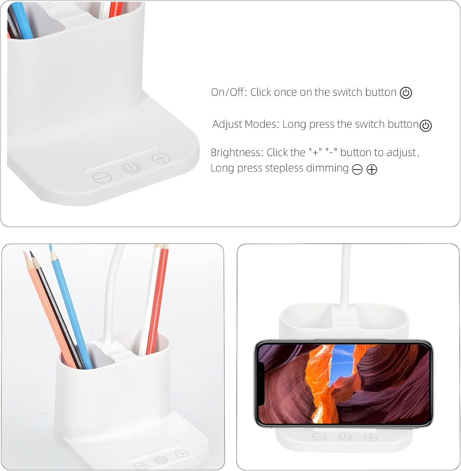 Children'S Desk Lamp, Dimmable Table Lamp, 3 Light Colours and 8 Brightness Levels, Eye-Friendly Bedside Lamp, USB Rechargeable Reading Light, Ideal for Readers, Children, Work, Study. image number 6