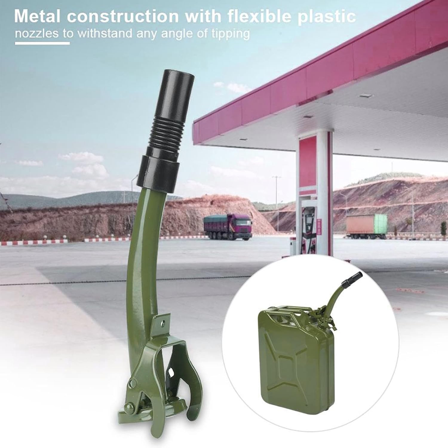 Fuel Can Spout - Flexible Jerry Can Spout Metal Fuel Can Nozzle for All Non-Carb NATO Style Jerry Cans image number 5