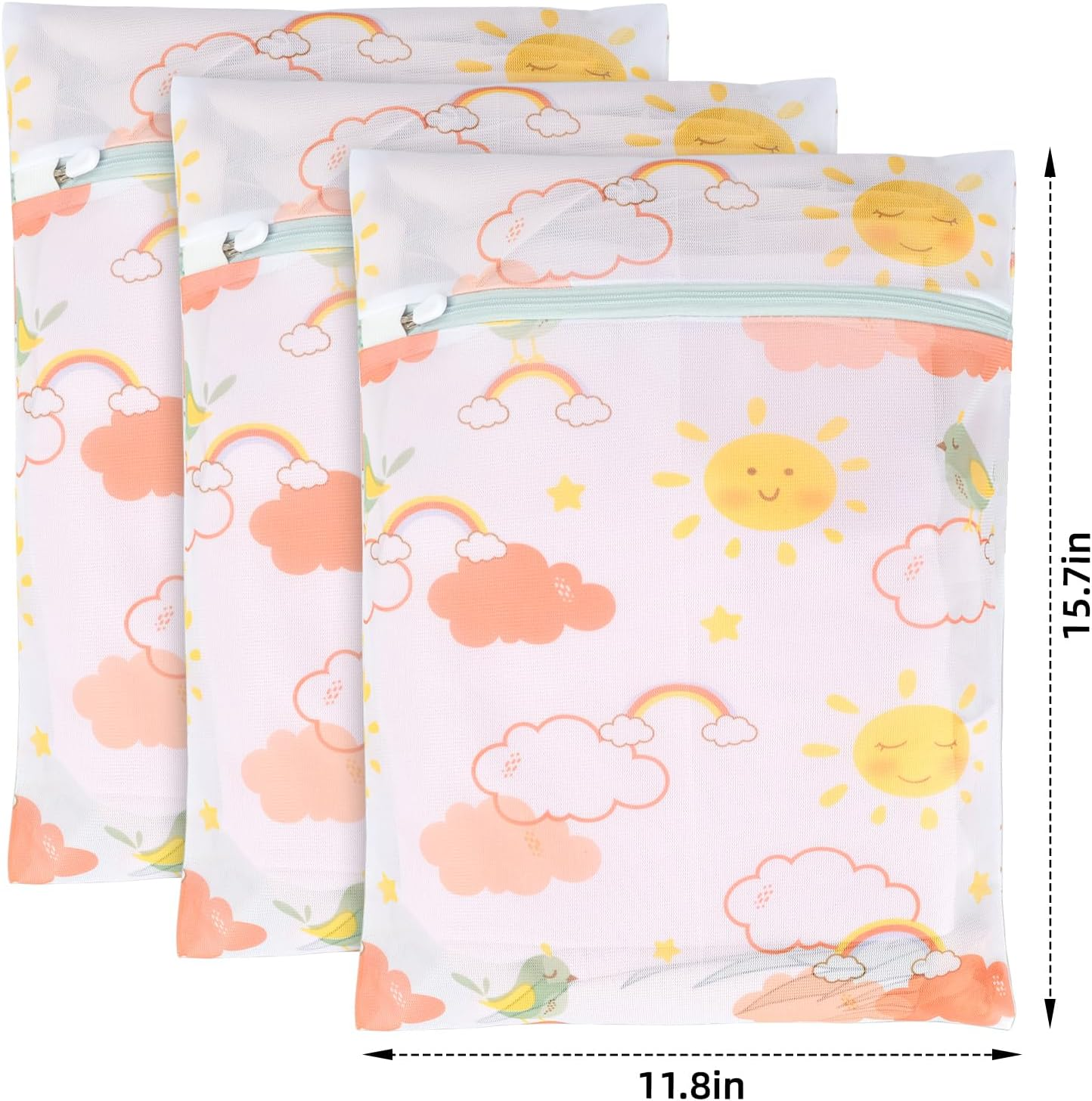 3Pcs Durable Mesh Laundry Bag, Bags with Premium Zipper Fine Wash Bag for Lingerie, Underwear, Bra, Silk, Socks Hanging Loop Stocking, Lingerie