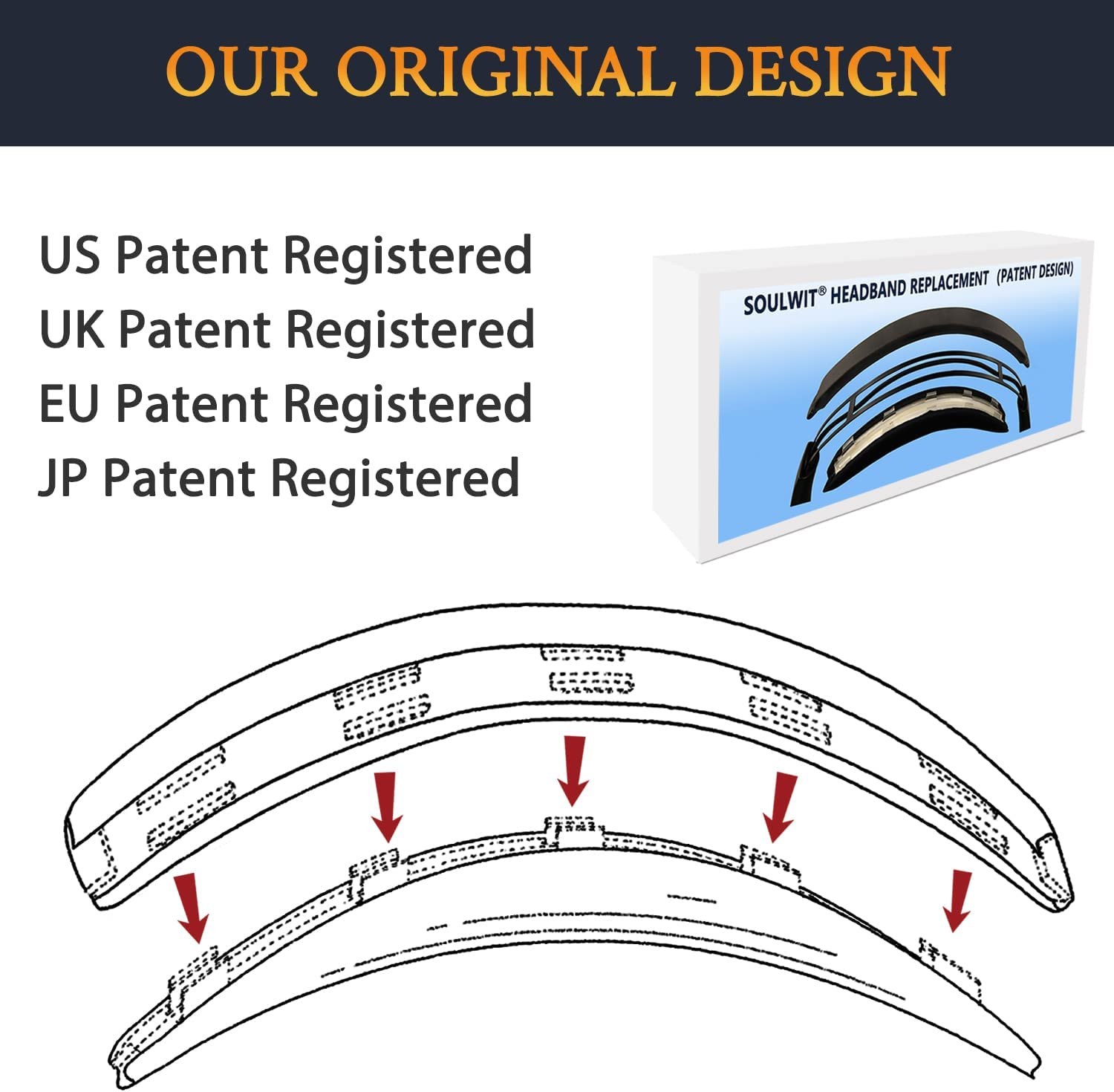 SOULWIT Headband Cover for Bose Quietcomfort 25(QC25) Headphones, Replacement Headstrap Pad Repair Part - Black image number 6
