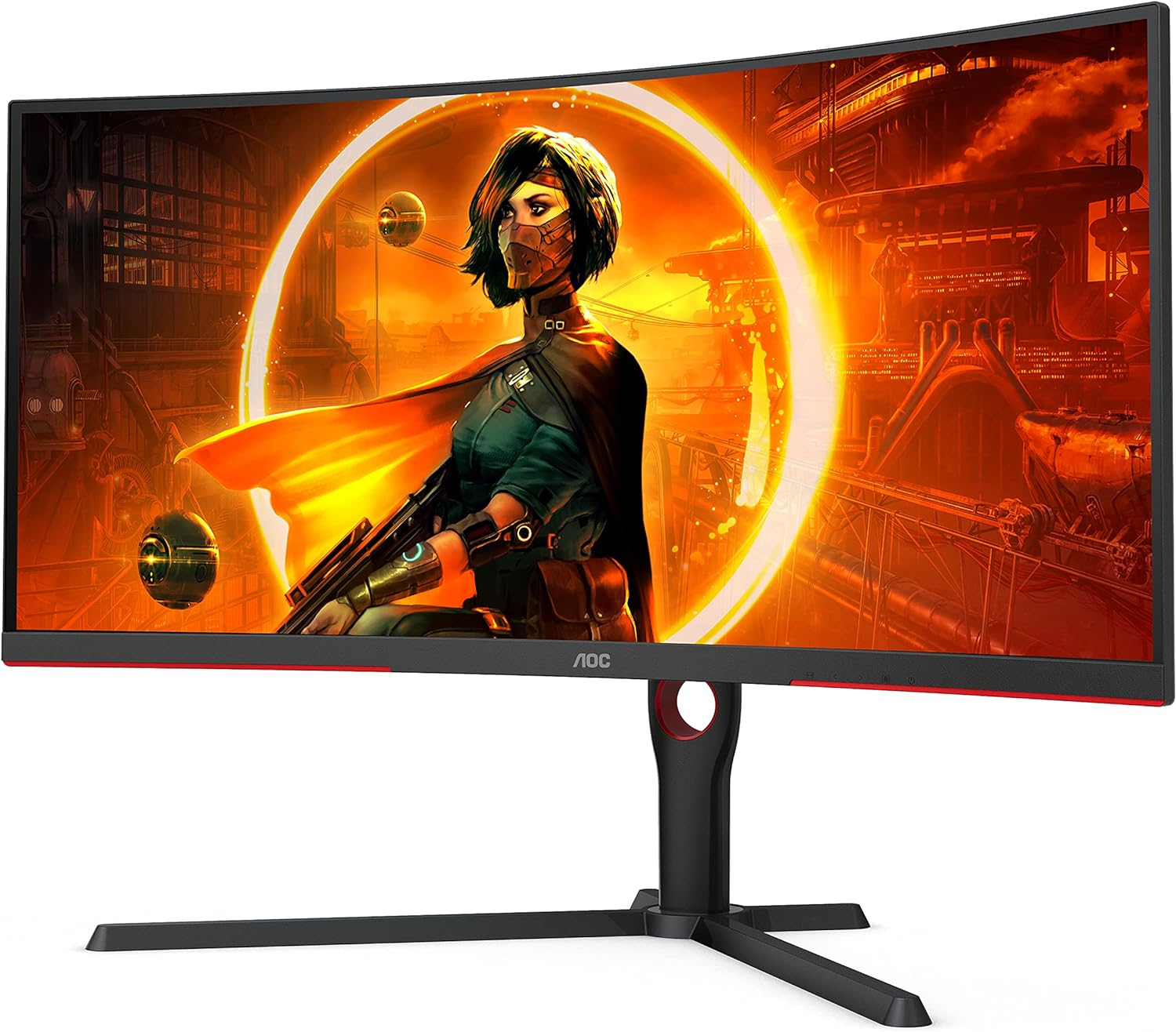 AOC Agon CU34G3S - 34 Inch QHD Curved Gaming Monitor, 165Hz, 1Ms, VA, Freesync Premium, Height Adjust, USB HUB (3440X1440 @ 165Hz, 300 Cd/M&sup2;, HDMI 2.0 / DP 1.4 / USB 3.2) image number 1