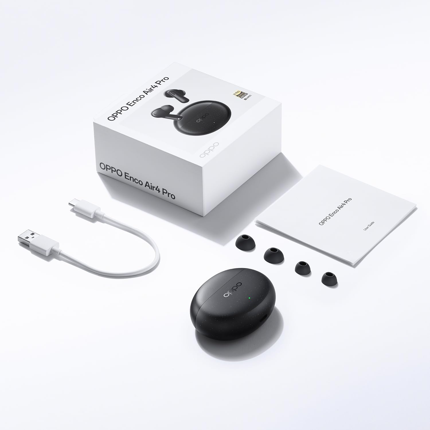 Oppo Enco Air4 Pro True Wireless Earphones, 44H Autonomy, Titanium Driver 12.4 Mm, Bluetooth 5.4, Touch Controls, AI Noise Cancellation, Android and Ios, IP55, [Italian Version],White image number 2