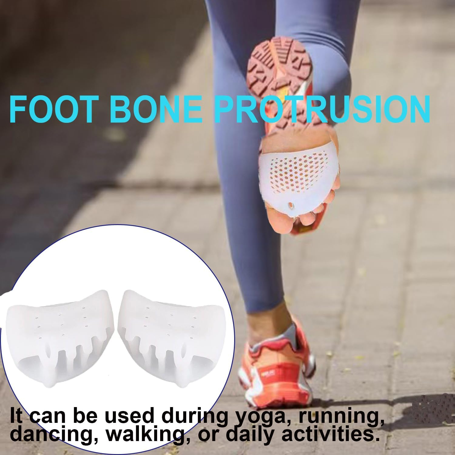 Metatarsal Pads with Gel Bunion Corrector Cushion, 4 Pieces Toe Spacers, Ball of Foot Cushions, Soft&Breathable for Women& Men image number 3