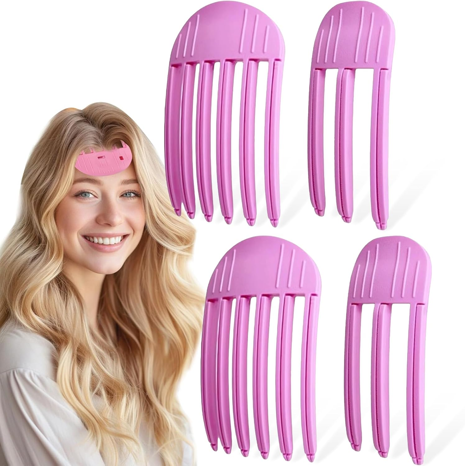 Whaleo Volume Clips Hair Pack of 4 for Fluffy Bangs, Volume Hair Clip, Hair Roots, Lifting Clips for Fluffy Bangs and High Crown Hairstyle, Volume Comb for Men and Women image number 2