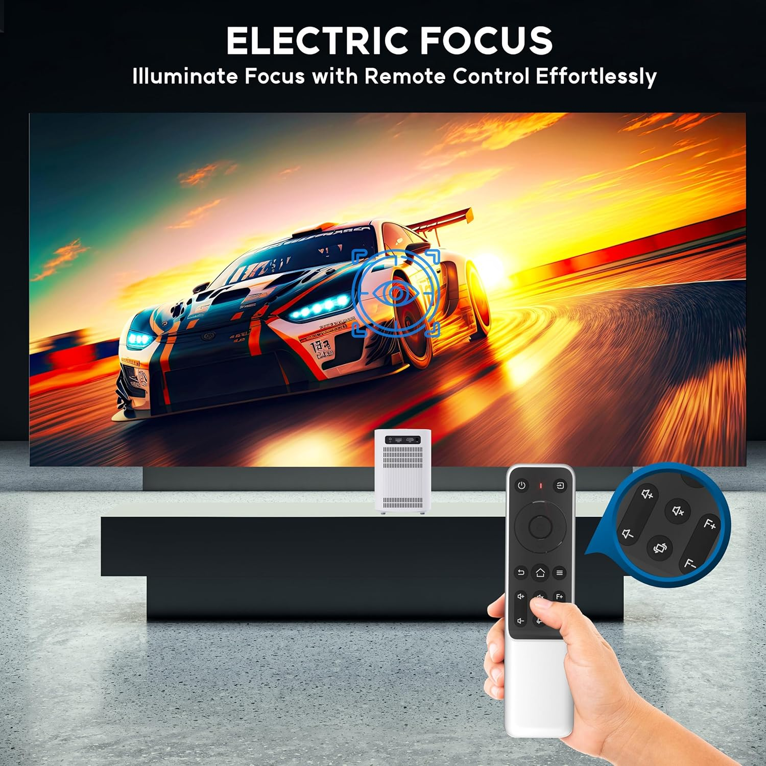 Electric Focus Projector - 200" HD 1080P Supported, 9500 Lumen LED Brightness Projector, 10,000:1 Contrast, Hifi Speaker, Bluetooth, 100,000-Hour Lamp Life image number 1