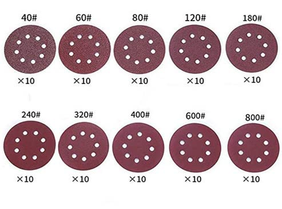 80Pcs Sanding Discs, Gyvazla Sanding Disc Pads 125Mm/5 Inch 8 Holes Hook and Loop 40/60/80/120/180/240/320/400 Sandpaper Assorted for Random Orbital Sander image number 4